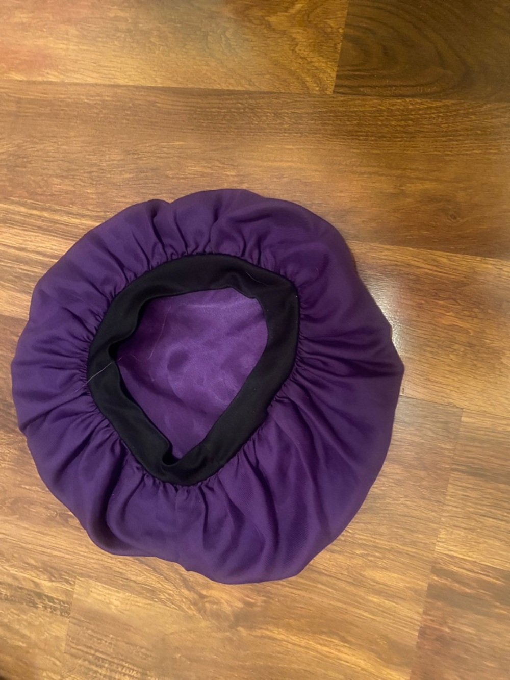 Purple Satin Bonnet with Black Elastic Band